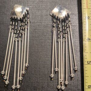 Sterling Silver Long Bar Fringe Earrings Fine Jewelry